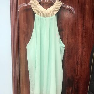 Turquoise tank with pearls